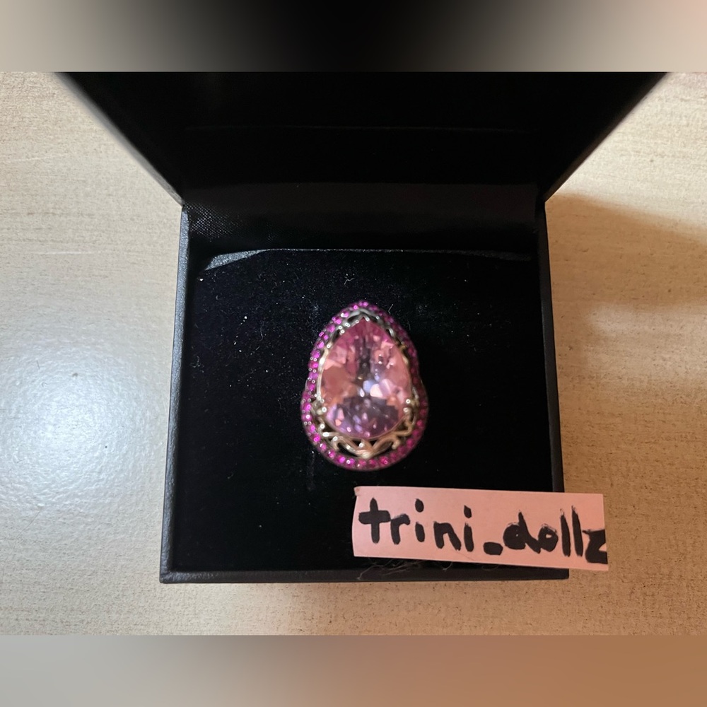 Affinity Gems Kunzite & Pink Sapphire Teardrop Ring, Sterling Silver NWT